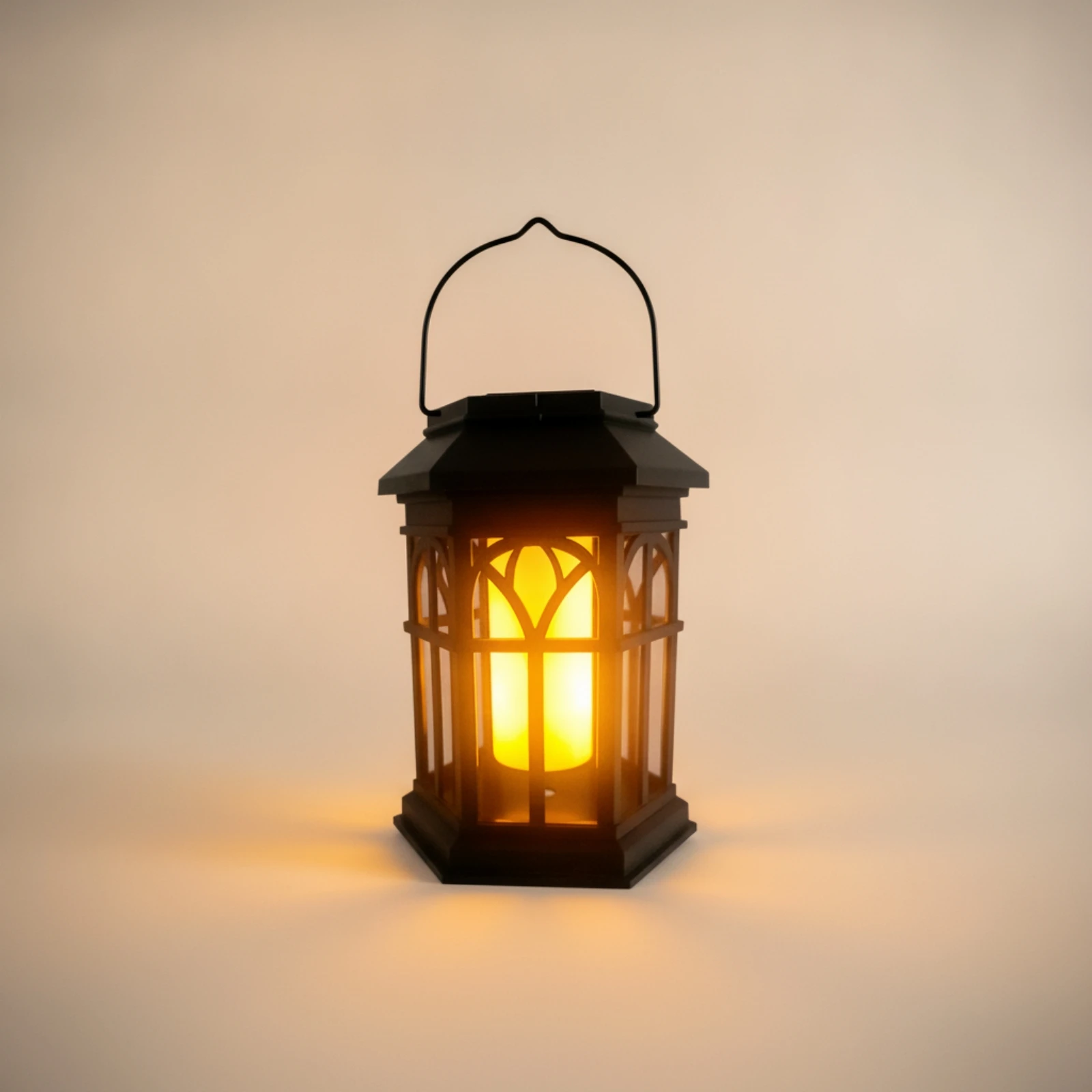 Lantern with Carrying Handle Flame-Effect Hanging Solar Lantern Warm Glow Decorative for Garden, Patio