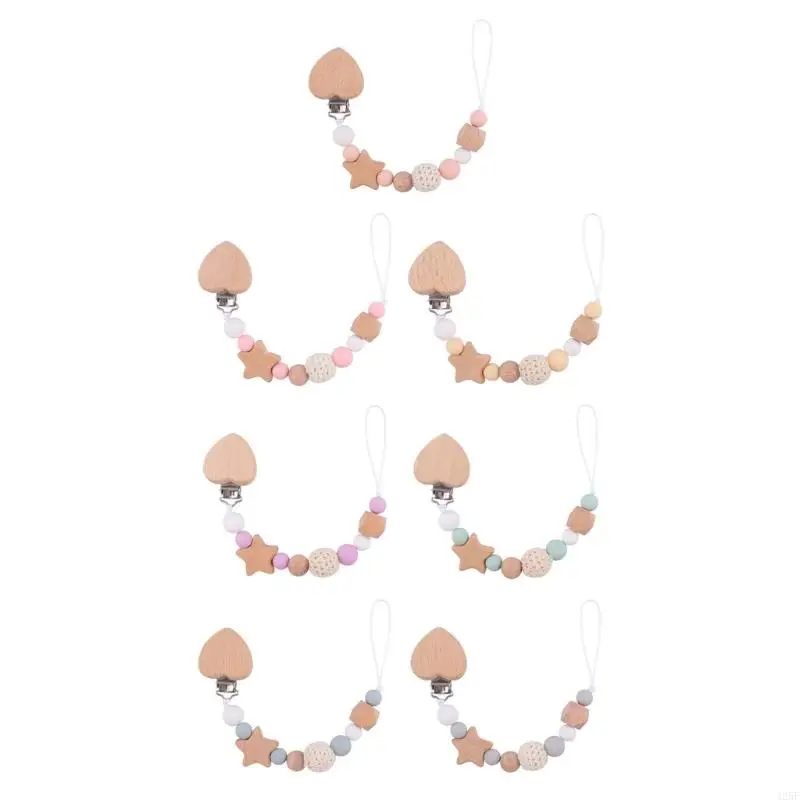 

Pacifier Chain Baby Silicone Beads Pacifier Strap Beech Clip Rope Chewable 425F