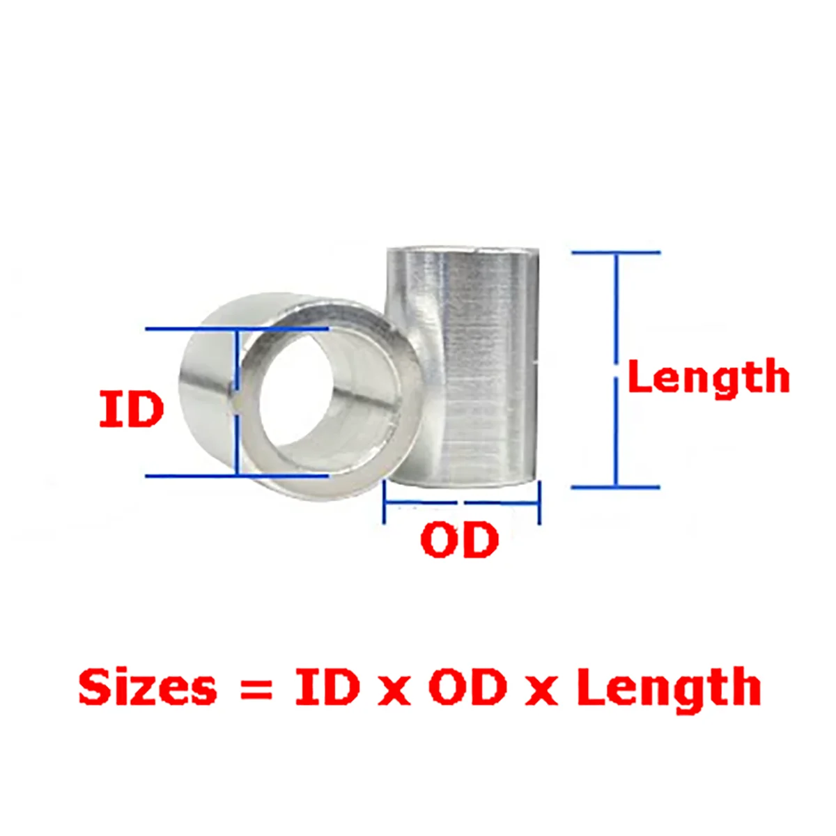 5/10pcs Inner Dia 2mm 2.5mm 3mm Aluminum Alloy Bushing Washer Gasket Round Hollow no thread Sleeve Standoff Spacers L=2-20mm