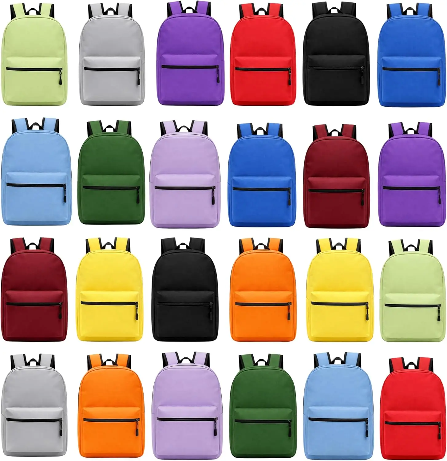 

24 Pack Lightweight 17 Inch Backpack for Outdoor Travel Gym Corporate Events, Assorted Colors