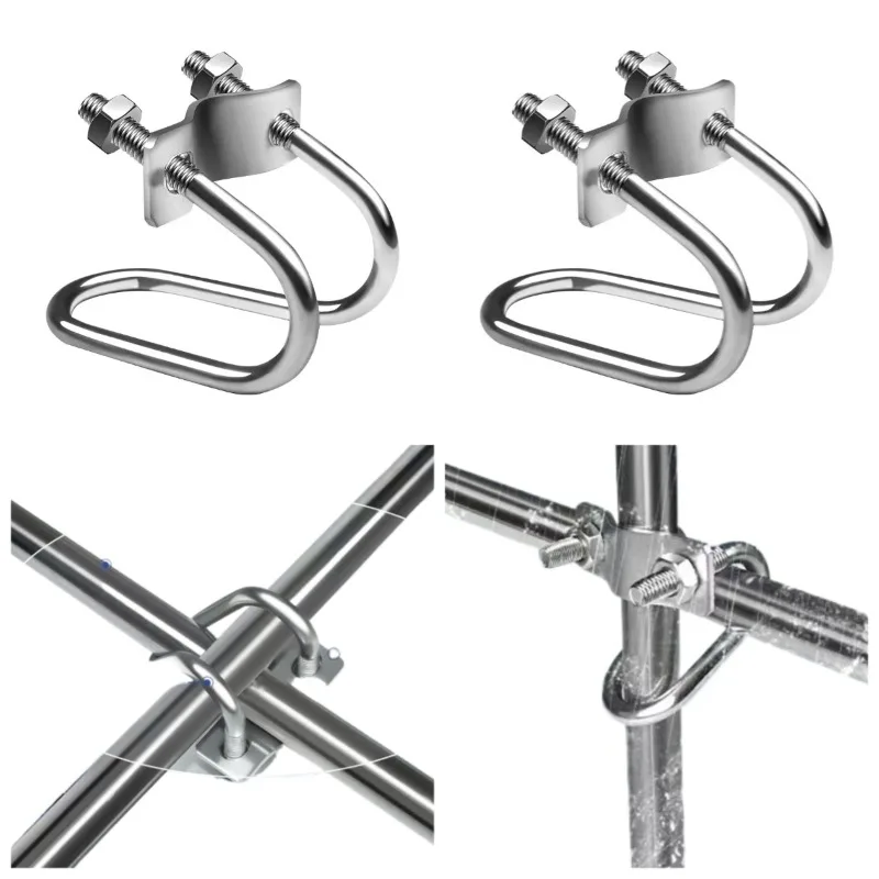 Double Pipe Clamp U-shaped Screw Galvanized M8 With Baffle Cross Bolt Steel Pipe Connector Scaffolding Fixing Clamp