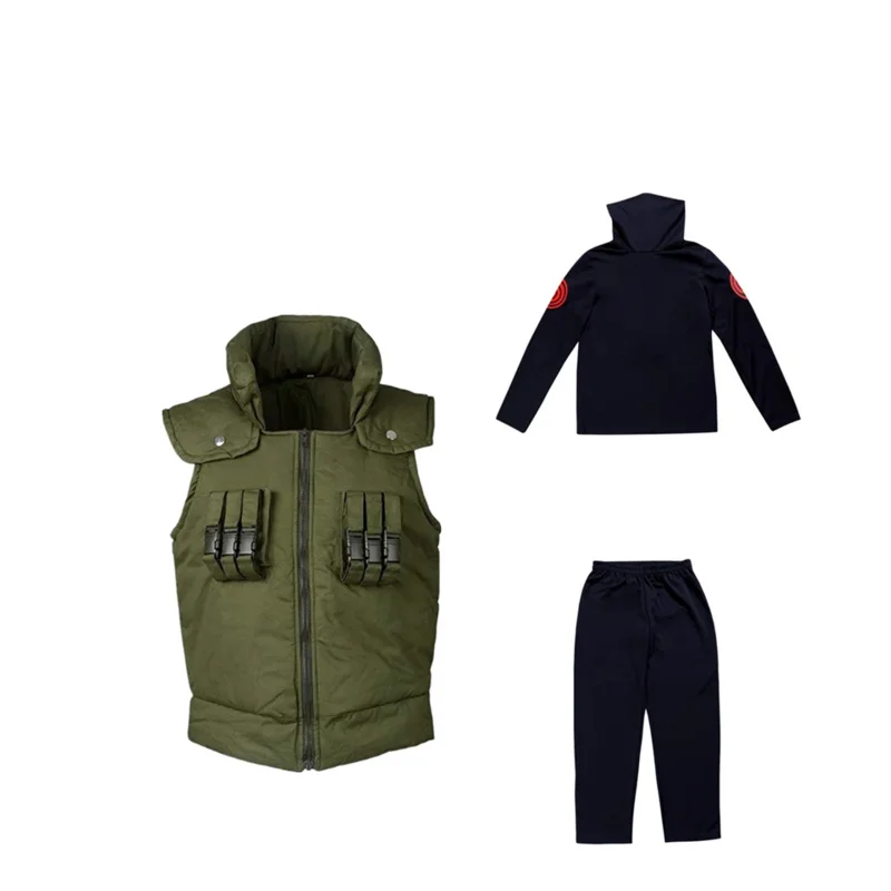 Nowy strój 2025 Japońskie Anime Ninja Płaszcz Shinobi Hatake Kakashi Cosplay Kreskówka Zielony dla dziecka i mężczyzny ★ ★ ★ hh