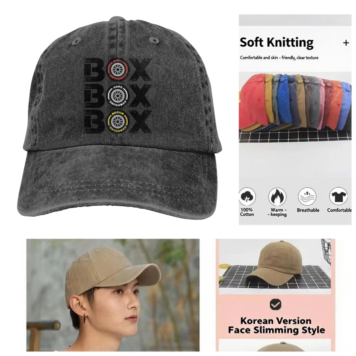 

Box Box Box F1 Tyre Compound V2 Baseball Cap Men Formula 1 F1 Caps colors Women Summer Snapback Caps