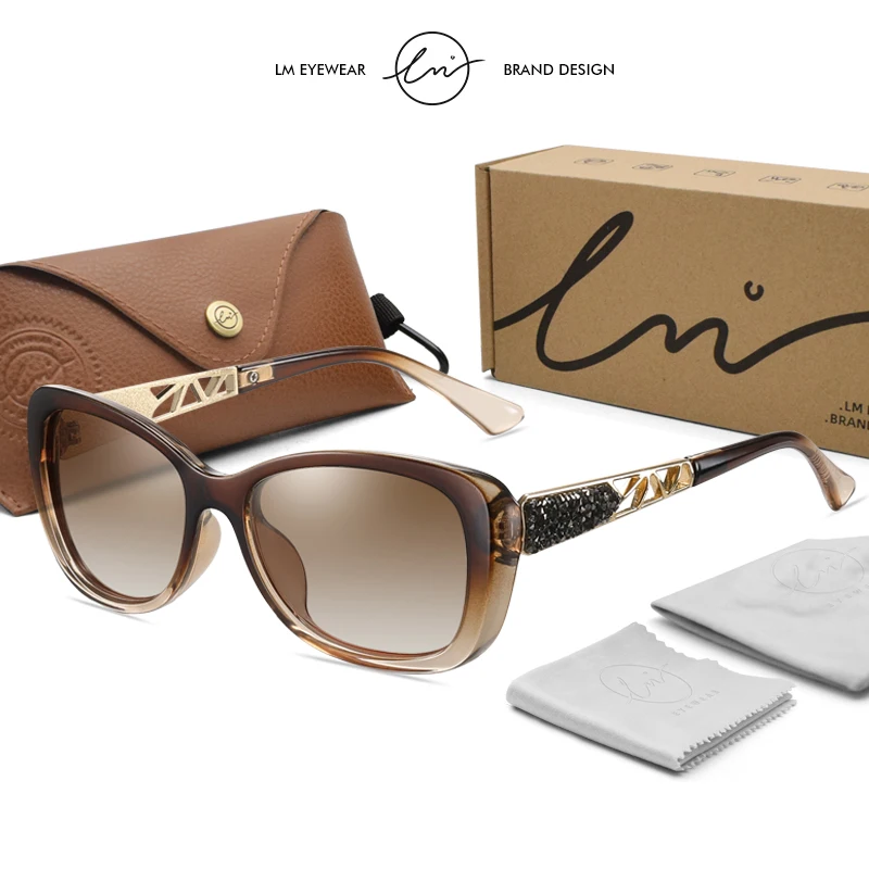 Lm 2024 óculos de sol feminino gradiente lente polarizada design de luxo senhoras elegante uv400 moda óculos lunette soleil femme