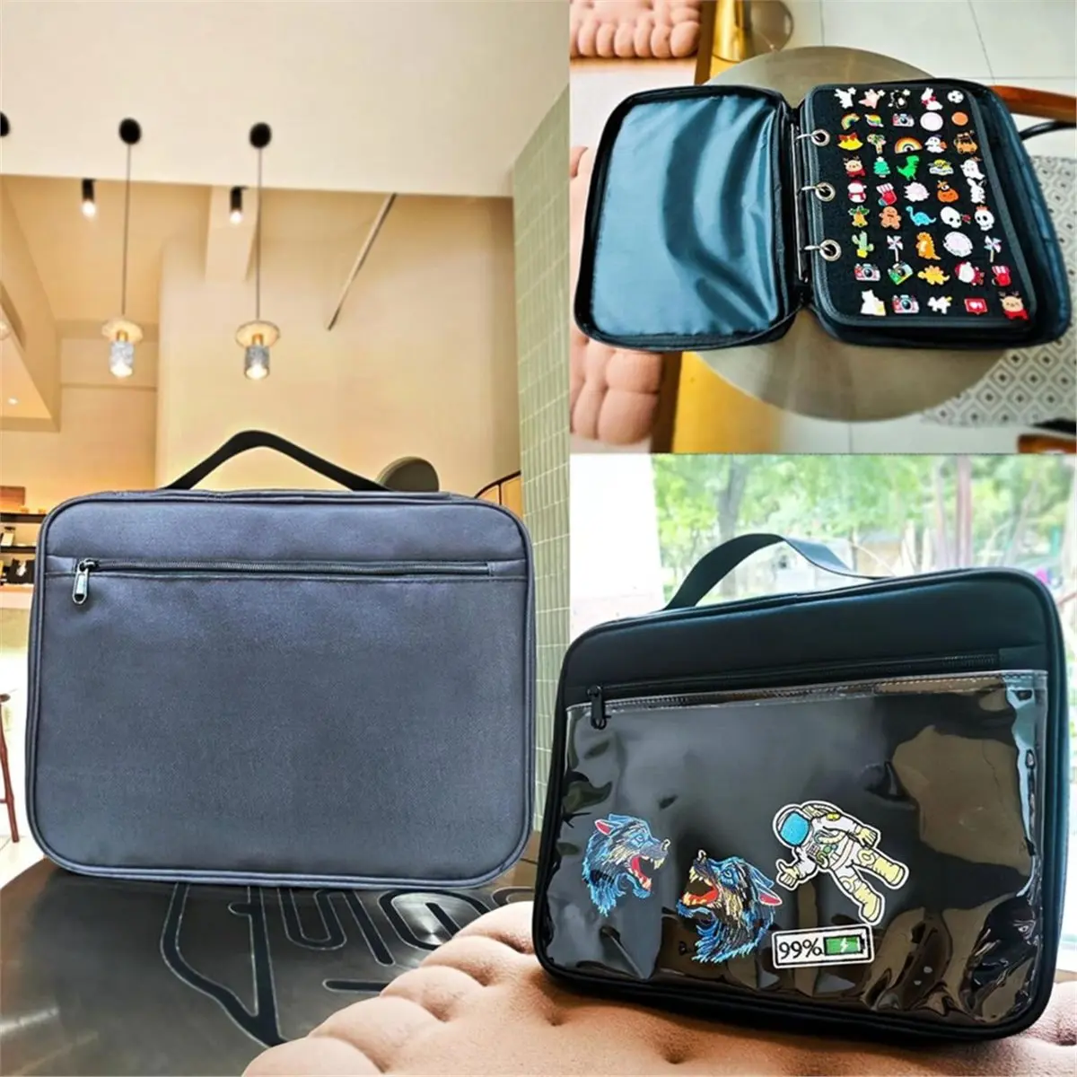 Multi-use Gear 6 Pages Pin Books for Collectors, Enamel Pin Display Pages Pin Carrying Case, Travel Brooch Pins Display Bag