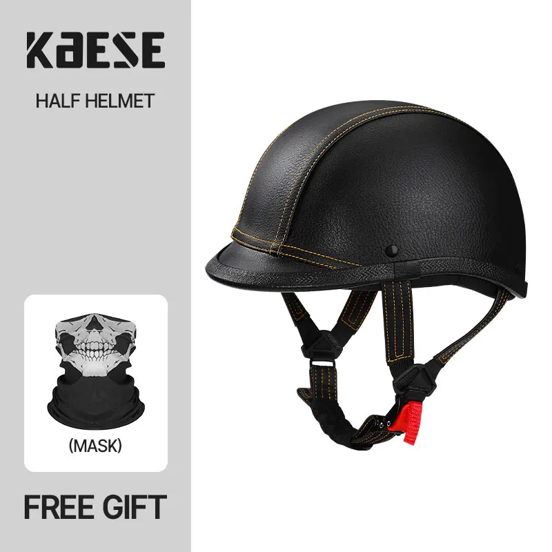 

German Motorcycle Helmet Men's Leather Helmet Retro Half Helmet Women's Electric Car Helmet Small Size off road kask