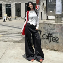 WCFCX STUDIO American Vintage High Street Wide Leg Pants Korean Fashion Loose Jeans Women Casual Versatile Denim Trousers