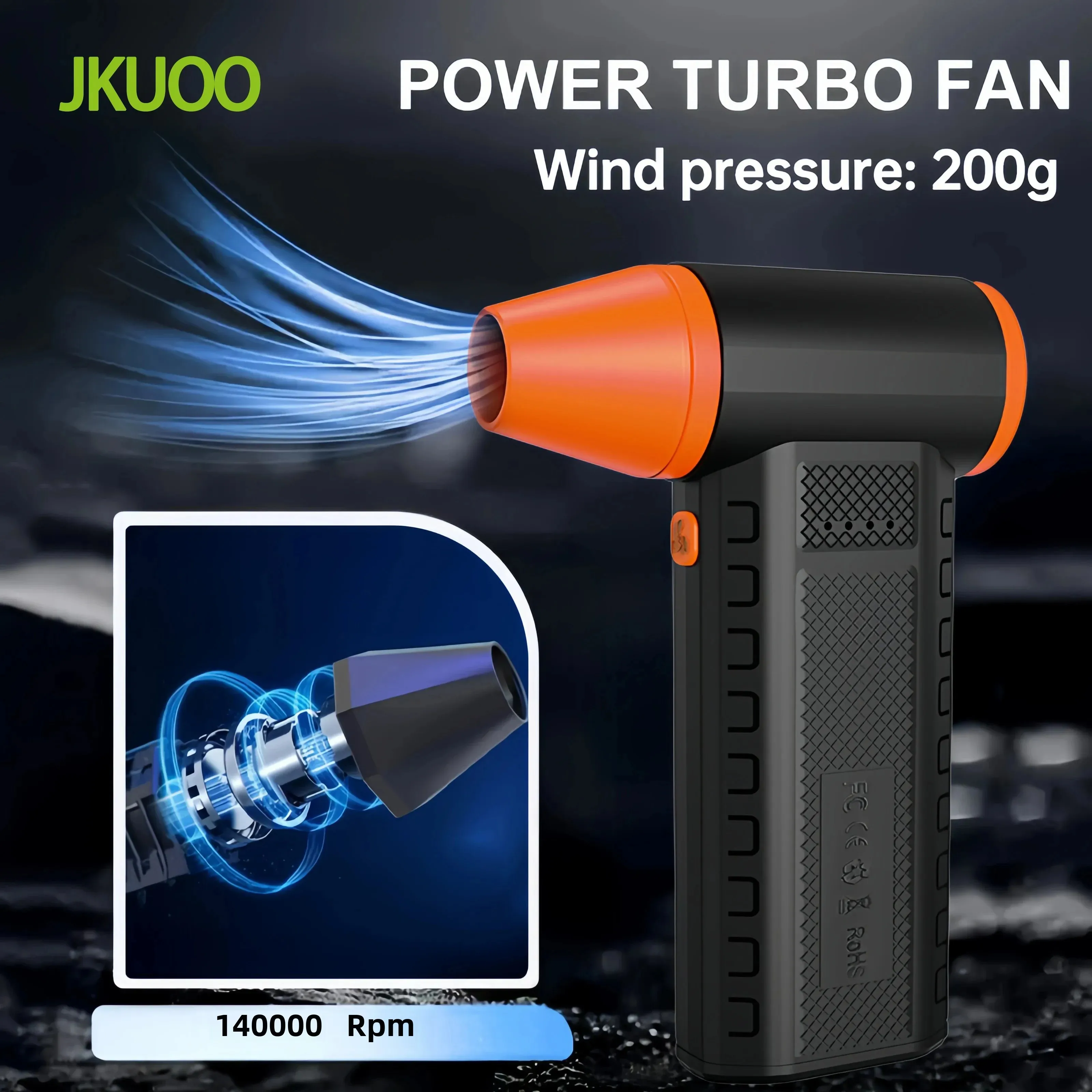 

Ручной мини-турбореактивный вентилятор JKUOO, высокоскоростной воздуходувка для канала 140000 Мощный вентилятор Air Duster для очистки об/мин