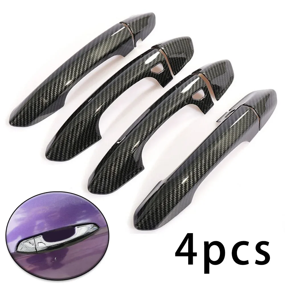 

4 Pcs Handle Cover For 2015-2020 Ford Mustang ABS Carbon Fiber Outer Door Handle Cover Trim Styling Accessories