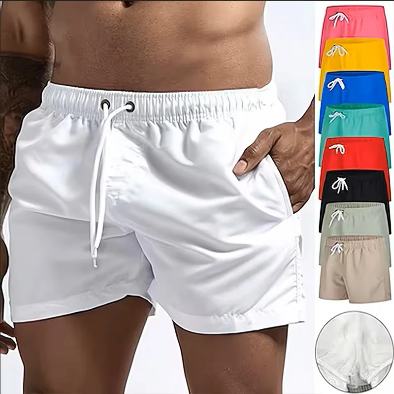 Men's Swim Shorts Swim Trunks Quick Dry Board Shorts Bathing Suit Breathable Drawstring With Pockets for Surfing Beach Summer