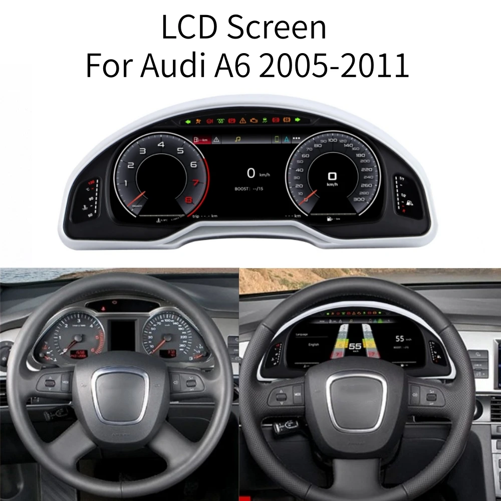 LCD Android Screen For Audi A6 2005-2011 Speedometer Car Digital Cluster Cockpit Dashboard Instrument Panel Carplay