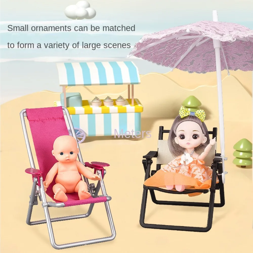 1:6 Dollhouse Mini Leisure Folding Chair Dolls Outdoor Camping Chair Mini Furniture Model Dollhouse Home Decor Accessories