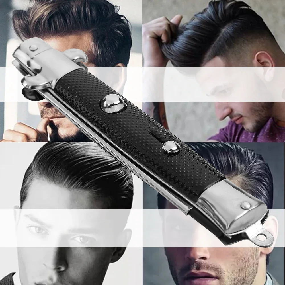 Switchblade Spring Pocket Portable Oil Hair Comb Folding Knife Looking Automatic Push Button Brush Comb Barber For Man Styling