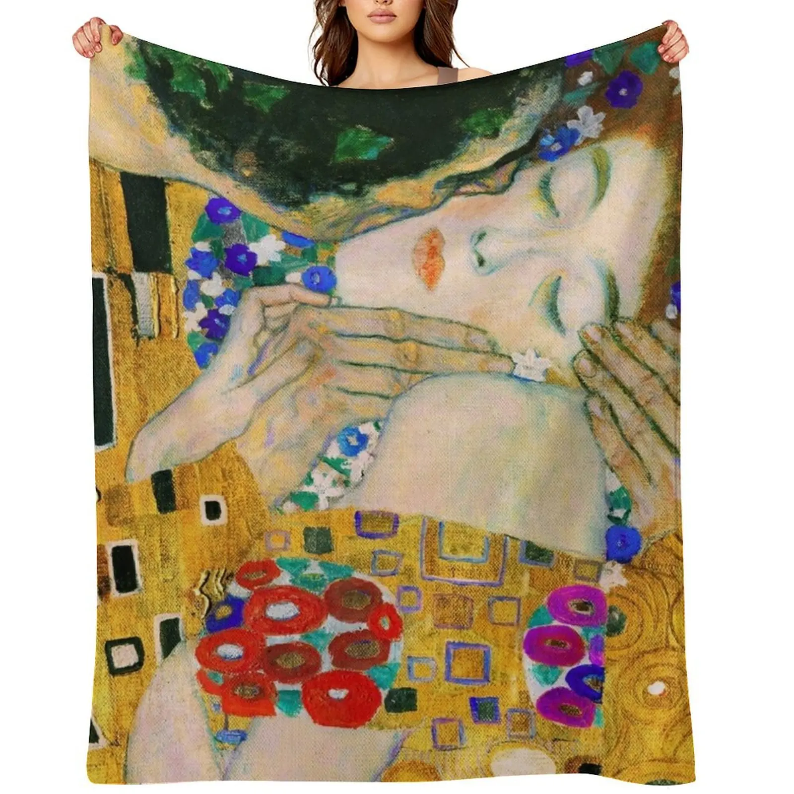 

The Kiss by Gustav Klimt Throw Blanket decorative Multi-Purpose Thins blankets and throws Blankets