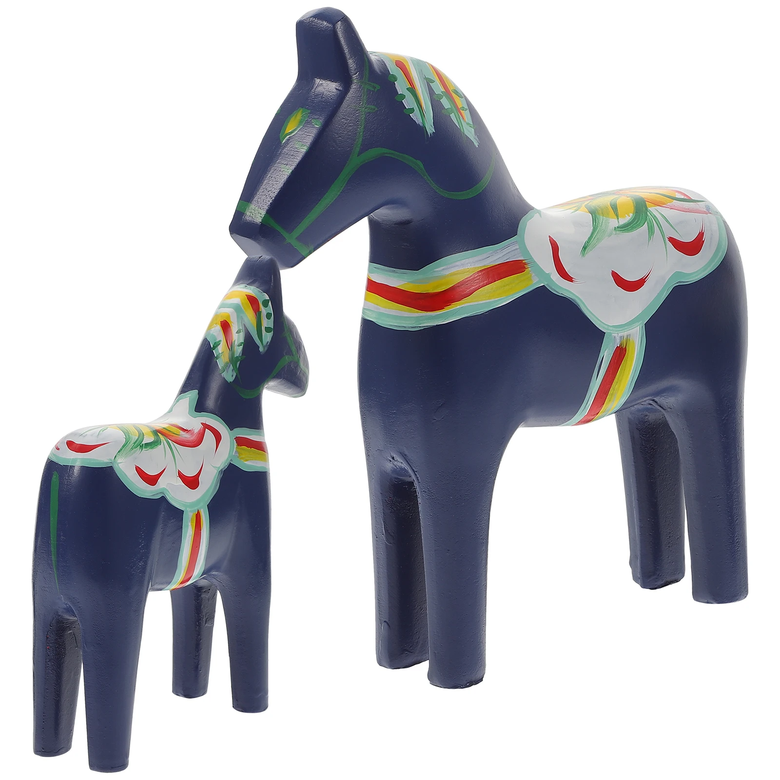 

Blue Wooden Ornament Kids Room Decor Unique Horse Statue Painted Crafts Adorable Painted Wood Horse Ornament Gift Layout