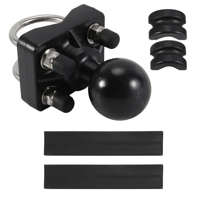Double U-Bolt Motorcycle Bike Handlebar Rail Mount Base With 1.5 Inch Ball For Gopro Camera For Garmin For Sony-A61E
