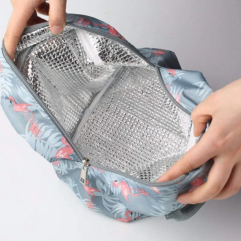 Insulated Lunch Bag Portable Waterproof Lunch Box Bento Pouch Dinner Thermal Bag Student Thickened Golden Flower Picnic Bag