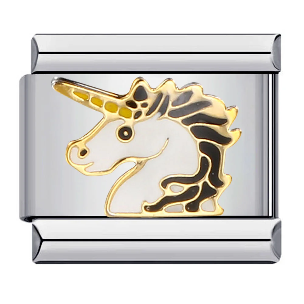 Trendy Glaze Animals Horse Dog Panda Bear Elephant unicorn Italian Charm Bracelets Fit 9mm Stainless Steel Jewelry DIY Making