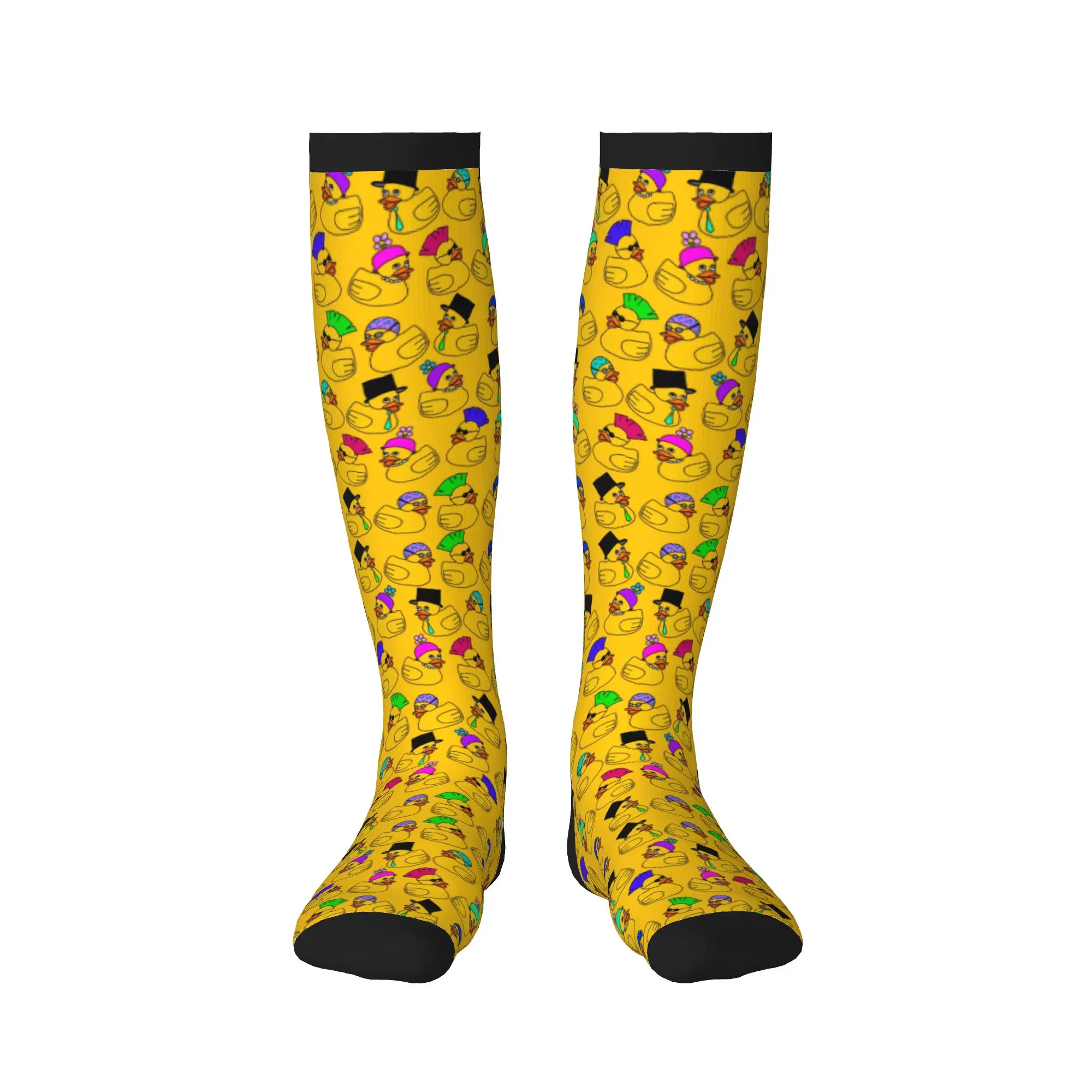 Fashion Printed Rubber Ducky Socks for Men Women Stretch Summer Autumn Winter Cartoon Animal Pets Sports Compression Socks view 2