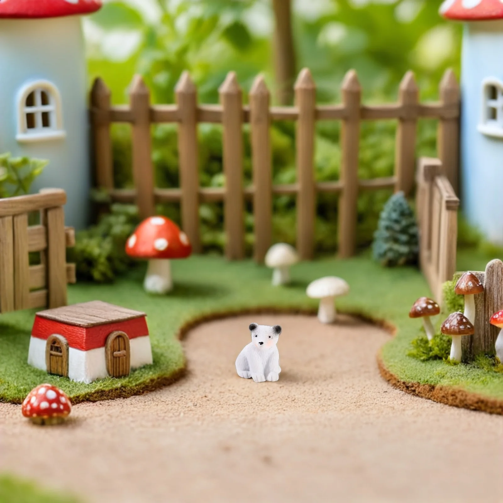 15 шт. мини-украшение из смолы, украшение с белым медведем, милое садовое животное для дома, сада, офиса, декор, белый медведь