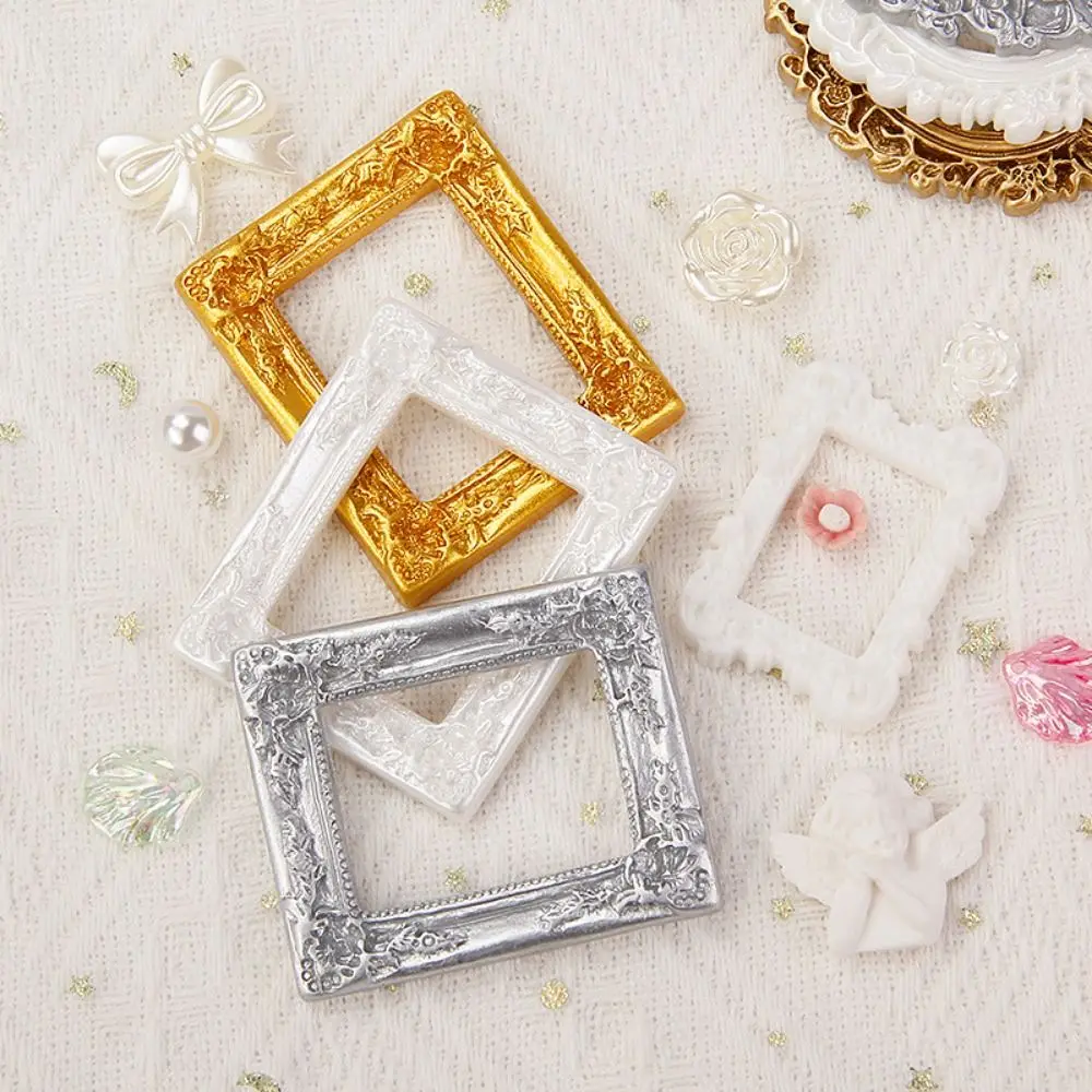 Multiple Styles DIY Resin Photo Frame Rustic 3D Mini Mirror Props Miniature Mirror Small Model Jewelry Accessories