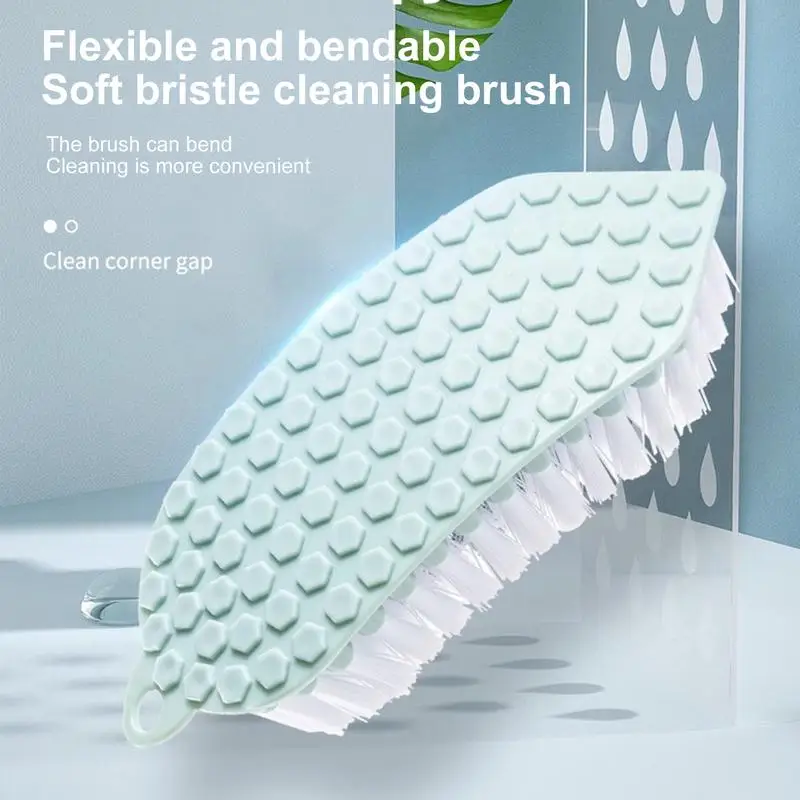 Bathroom Scrubber Brush Cleaning Brush Comfort Grip & Flexible Stiff Bristles Triangle Head Heavy Duty Floor Scrub V-shaped