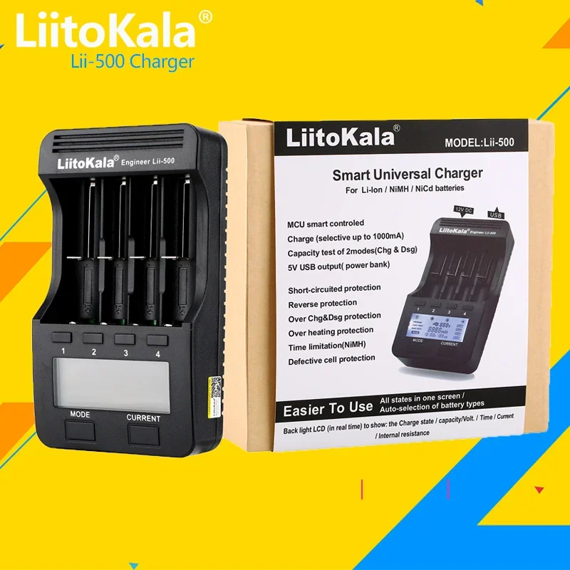 

1-5PCS LiitoKala Lii-500 Smart Battery Charger LCD Display for 18650 26650 16340 18350 3.7V 1.2V Test battery capacity