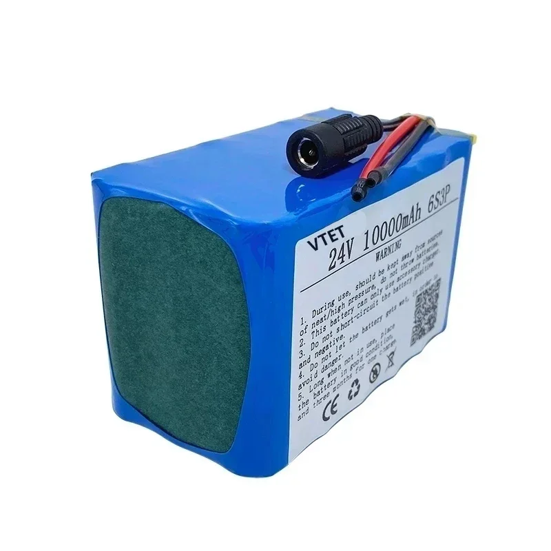 VTET 24V 10Ah 6S3P 18650 Li-ion Battery 10000mAh High Capacity Moped /Electric/Li Ion Battery Pack+25.2V Charger DIY Production