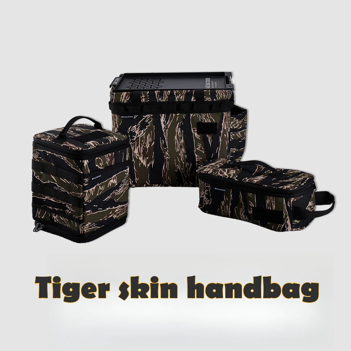 

Storage Bag Storage Table Board, Outdoor Camping Portable Tiger Skin Pattern Handbag, Lunch Bag