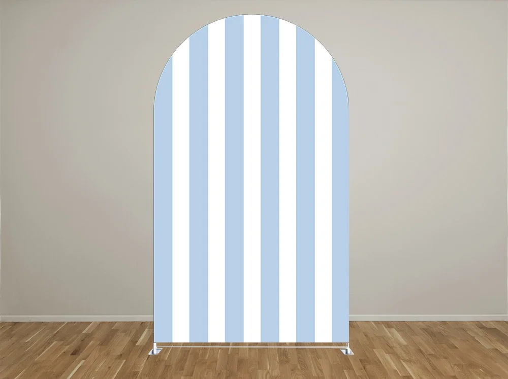 Car Blue White Stripes Arch Backdrop Covers for Parties, Arched Panels Wedding Birthday and Baby Shower Party Decoration Props