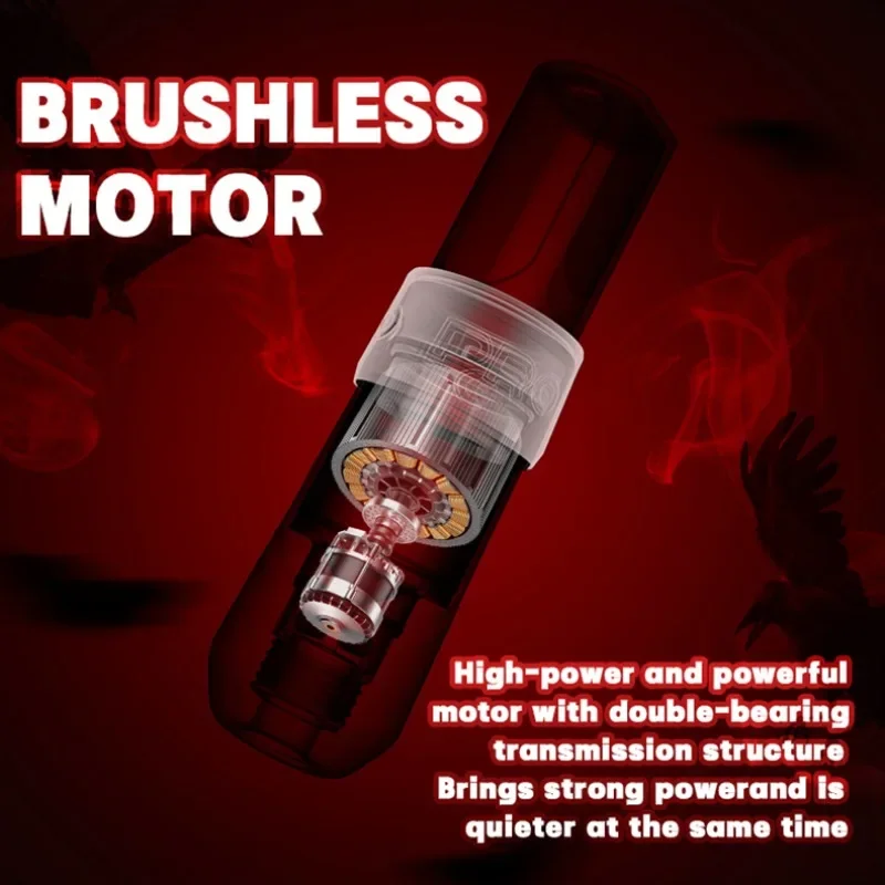 ماكينة رسم الوشم التجميلي اللاسلكية الاحترافية DM مع بطاريتين قابلتين للاستبدال، محرك الوشم الدوار بدون قلب، عرض الجهد الرقمي