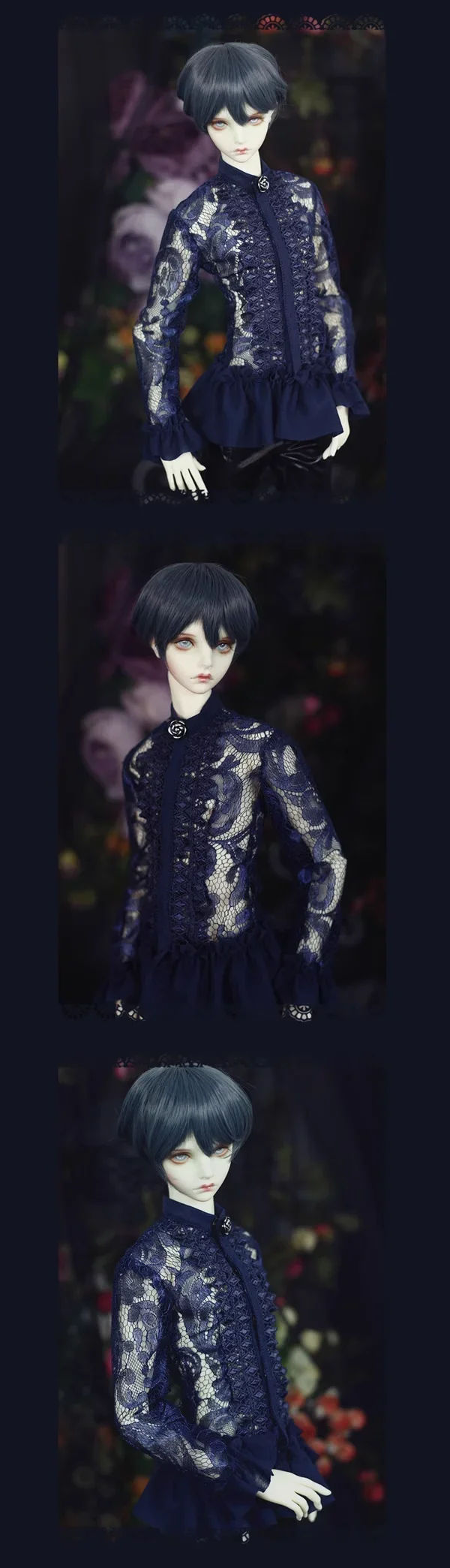 เสื้อผ้าตุ๊กตาสั่งทำ 1/4/ 1/3 เสื้อผ้า BJD เสื้อลูกไม้ย้อนยุคแบบซีทรู 1 ชิ้น