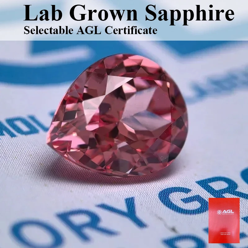 Новый лабораторный выращенный сапфир Padparadscha красный лотос восход солнца цвет грушевидной формы драгоценные камни для изготовления ювелирных изделий на выбор AGL Certifi