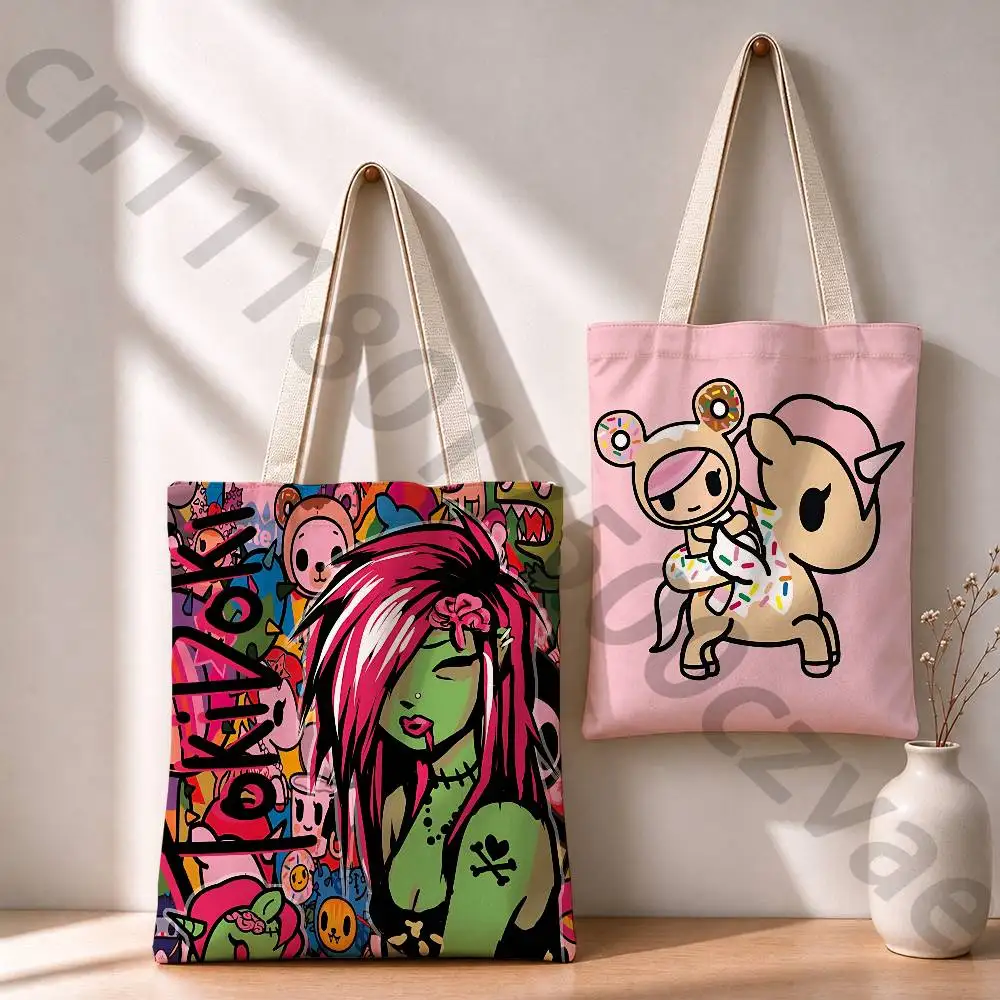 T-TokidokiS Enamel Reusable Fashionable Backpack Multifunctional Handbag Canvas Shopping Bag