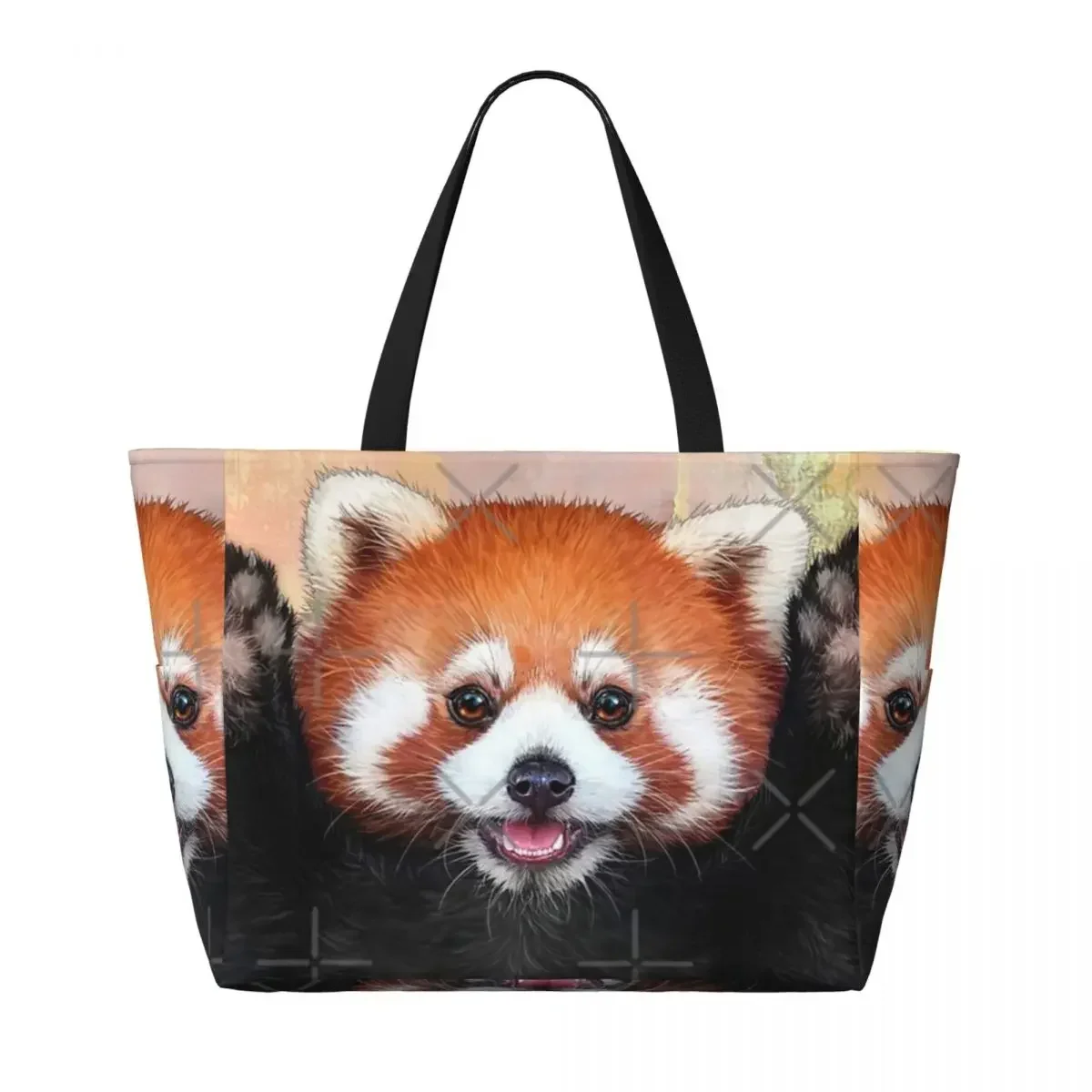 Red Panda Painting Beach Travel Bag, Tote Bag Retro Large Capacity Sports Birthday Gift Multi-Style Pattern