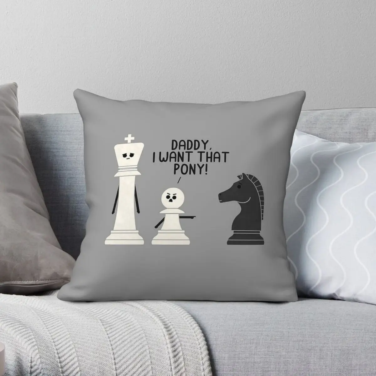 Daddy I Want That Pony Chess Square Pillowcase Polyester Linen Velvet Printed Zip Decorative Pillow Case Home Cushion Cover