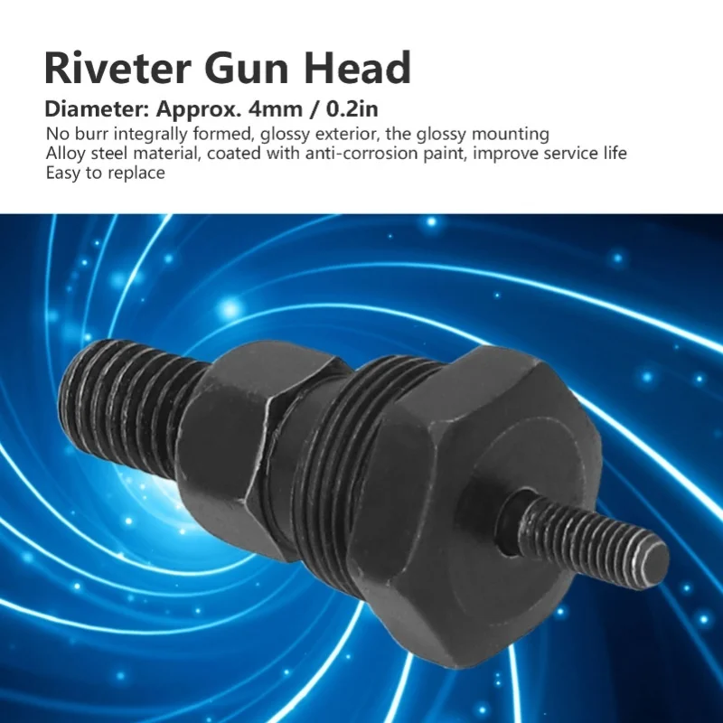 หัวเครื่องยิงรีเวทแบบแมนนวล หัวรีเวทแบบปลายแหลม ทำจากเหล็กอัลลอยด์ พร้อมแกนเกลียว สำหรับงานอุตสาหกรรม ขนาด M4