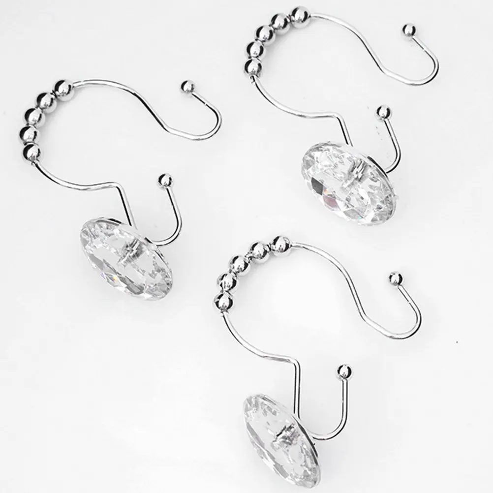 

12 металлических крючков для душевых шторок, декоративные кольца для ванной, легко устанавливаемые, для дома, для душевых штанг