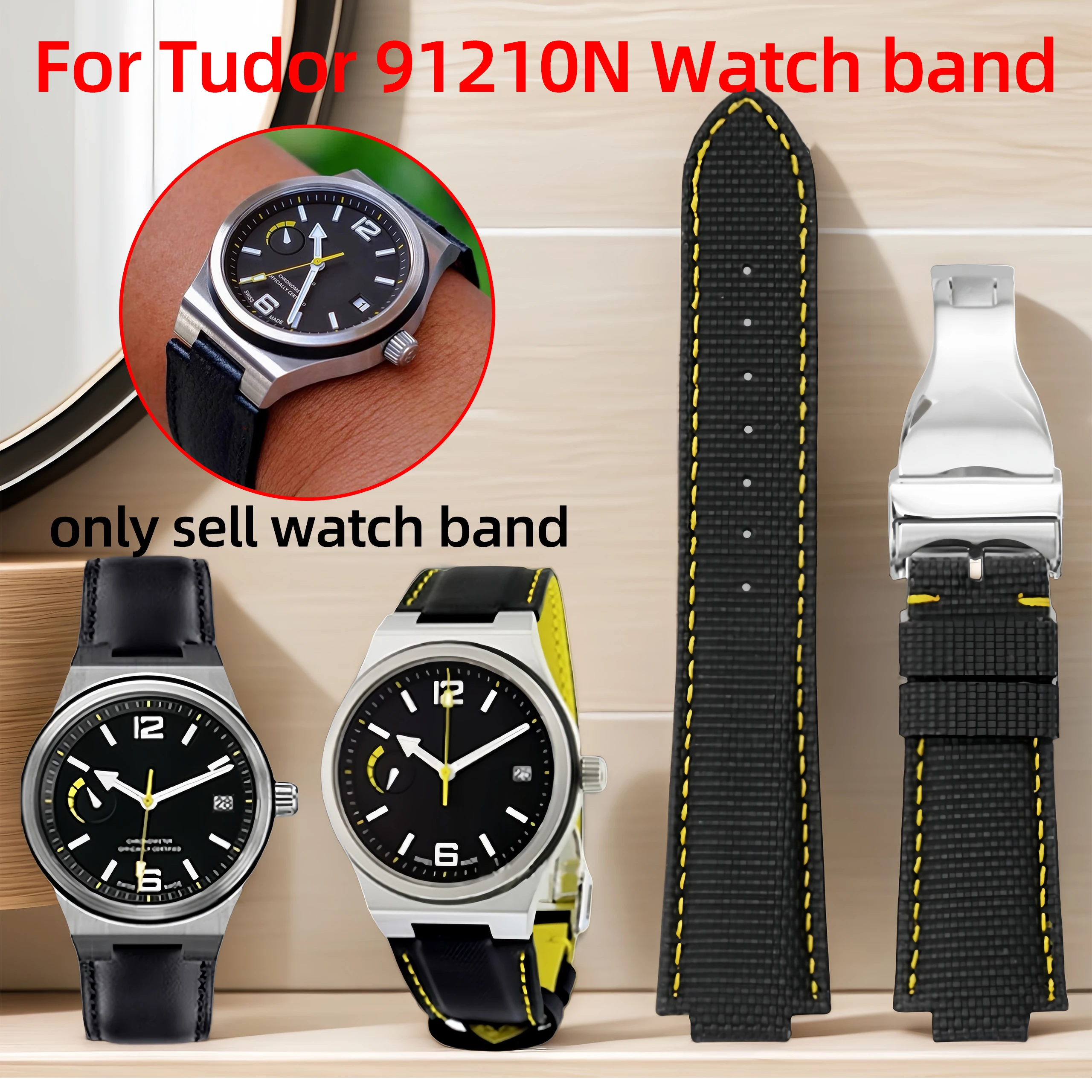 チューダー-91210n-ノースフラッグ-ポーラータイプ-コンベックス-fkm-フッ素ゴム-レザーベース-時計ストラップ-メンズ-牛革ブレスレット-時計バンド-22x12mm