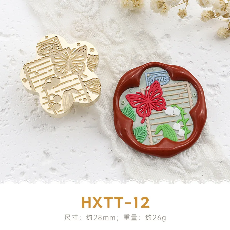 Bloemvormige Lakzegel Stempel Hoofd Bloemen Serie Lakzegel Koperen Kop Plant Theekopje Konijn Vlinder Kraan Lakzegel Stempel Hoofd