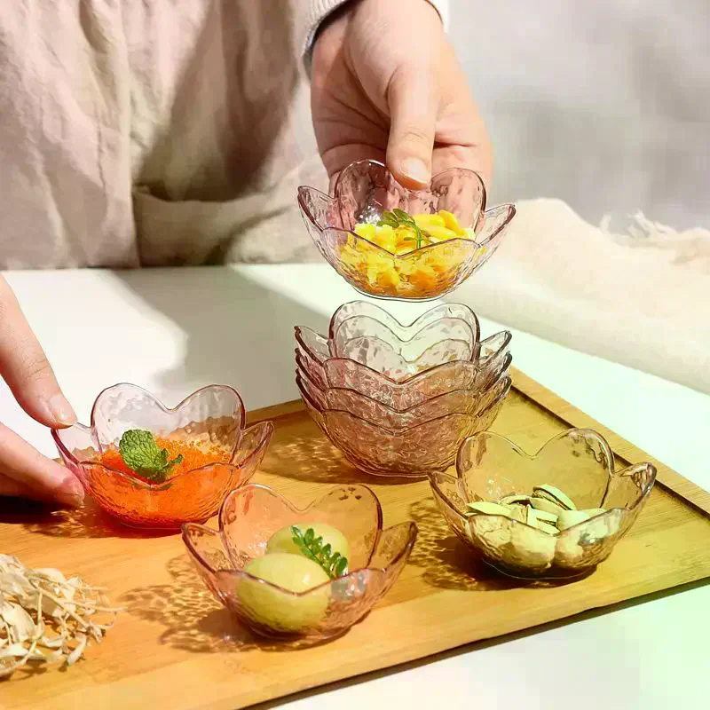 Shaped Clear Plastic Bowls Stackable Design Perfect For Serving Fruits Snacks Nuts Home Daily Use Flower