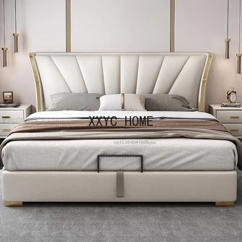 Light Luxury Bedroom Suite Stable Structure With Solid Wood Available To Select A Variety Of Colors Make Of Leather Bed Bases