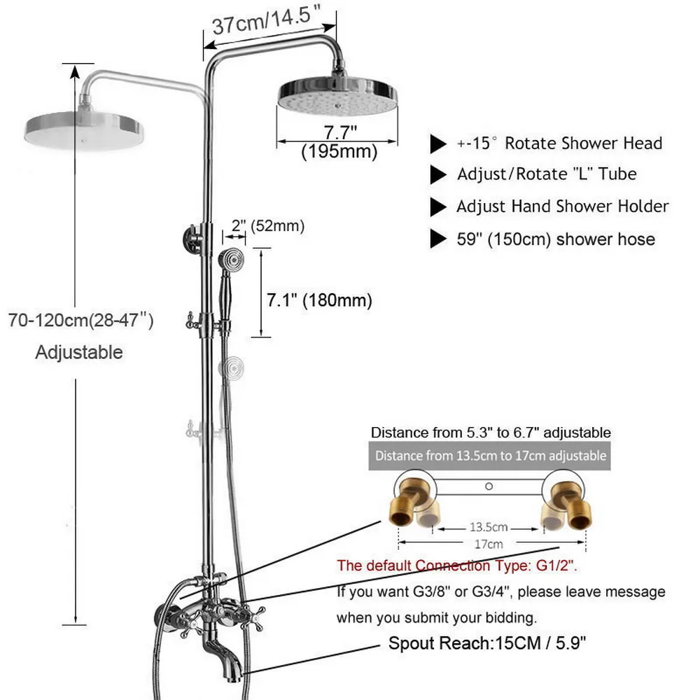 Bathroom Faucet Set Black Brass Rainfall/Handheld Shower Faucet Kit 7.7 in Shower Head Bathtub Hot And Cold Water Taps 2hg117