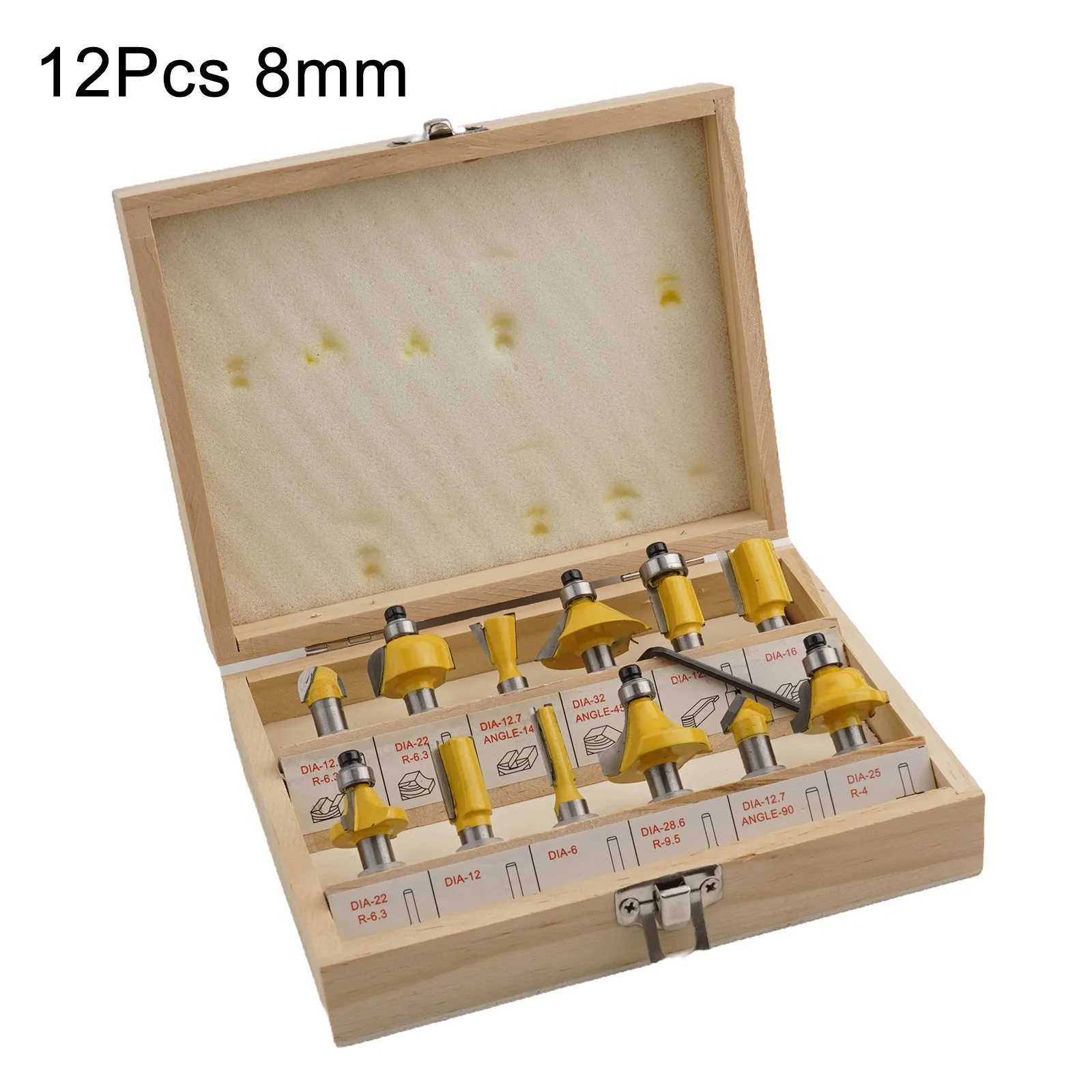 

Технические характеристики упаковки гравировального станка Набор фрез с ручкой для обрезки деревообработки Желтый набор фрез