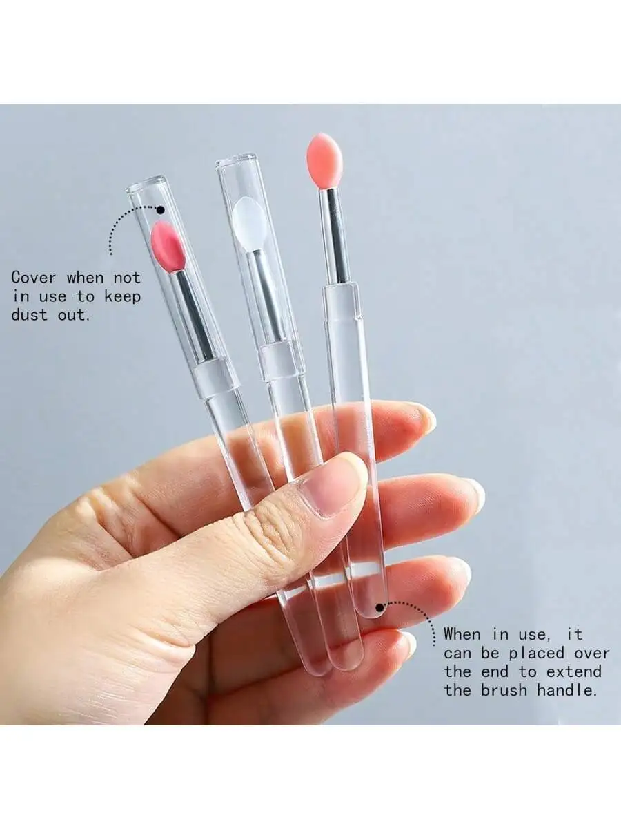 1 pieza de pincel de silicona para labios, pincel para lápiz labial, máscara de labios, pincel para esmalte de labios, palo para frotar con cubierta, higiénico y limpio, portátil, adecuado