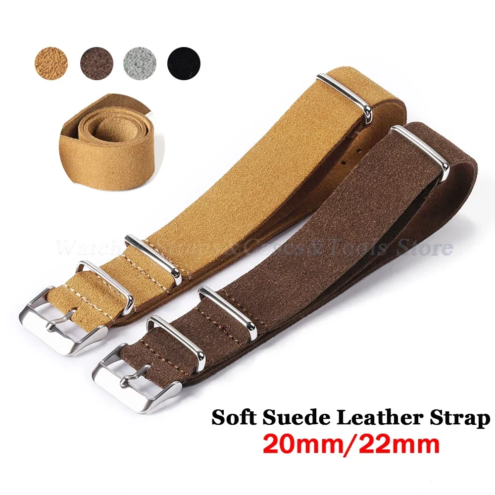 Soft Suede Geniune Leather Strap 20mm 22mm for Seiko Vintage Men Women Sport Watchband for Huawei Watch Gt2/Gt3 42/46mm Bracelet