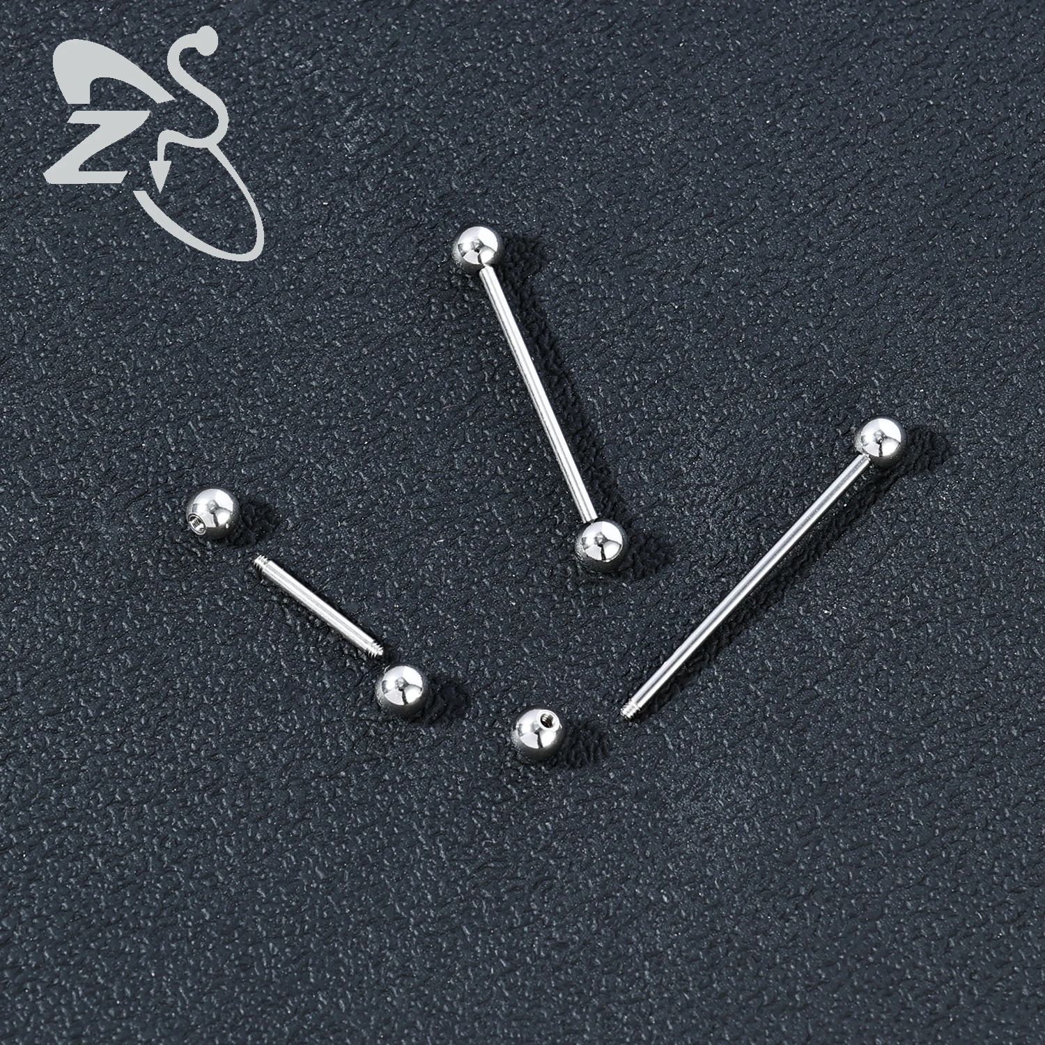 ZS 1PC 14G/16G Stainless Steel Long Industrial Piercing Barbell Cartilage Earring Piercing 12/14/16/18/20/24/28/32/40/45/48/60mm