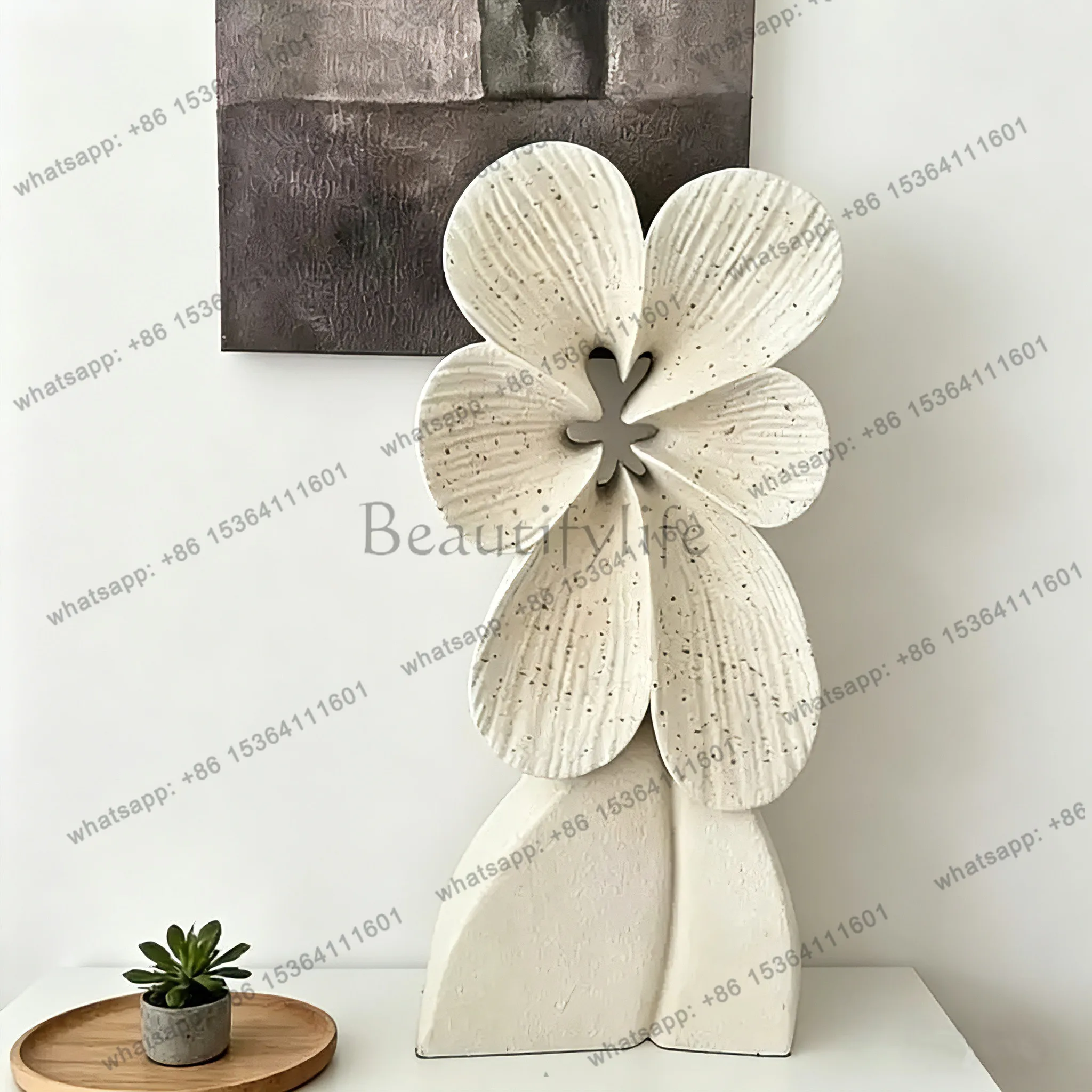 LJY Italian simple petal sculpture ornament high-end art floor ornament living room
