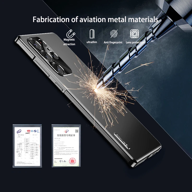 for Samsung Galaxy S25 S24 S23 Ultra phone case 2-in-1 metal magnetic case Aluminum alloy matte ultra-thin anti drop back cover