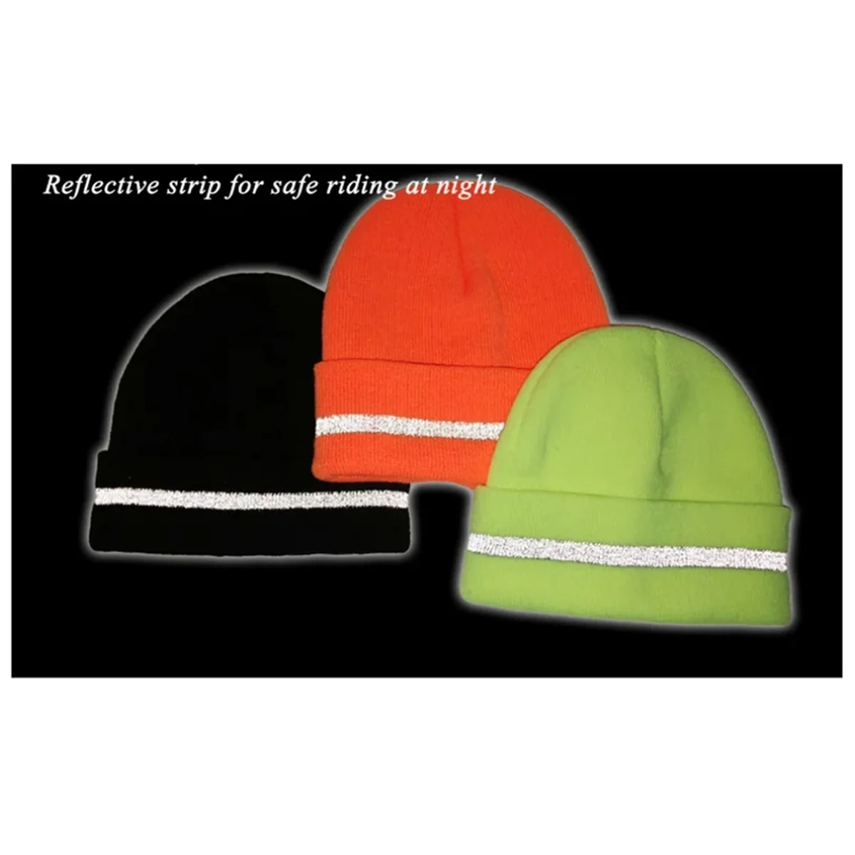 Unisex Reflective Stripe Knitted Hats Beanies Luminous Outdoor Cycling Ski Warm Caps Women Men,Fluorescent Yellow